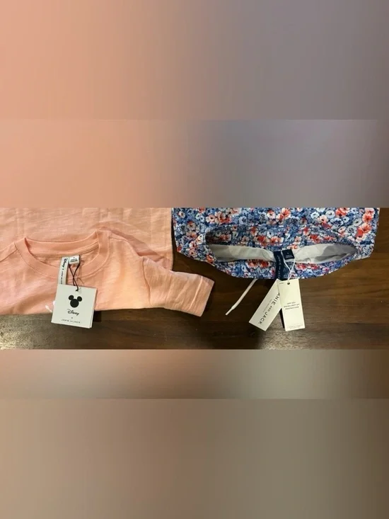 NWT- Janie and Jack Mickey T-Shirt and Floral Shorts Set - Picture 5 of 6
